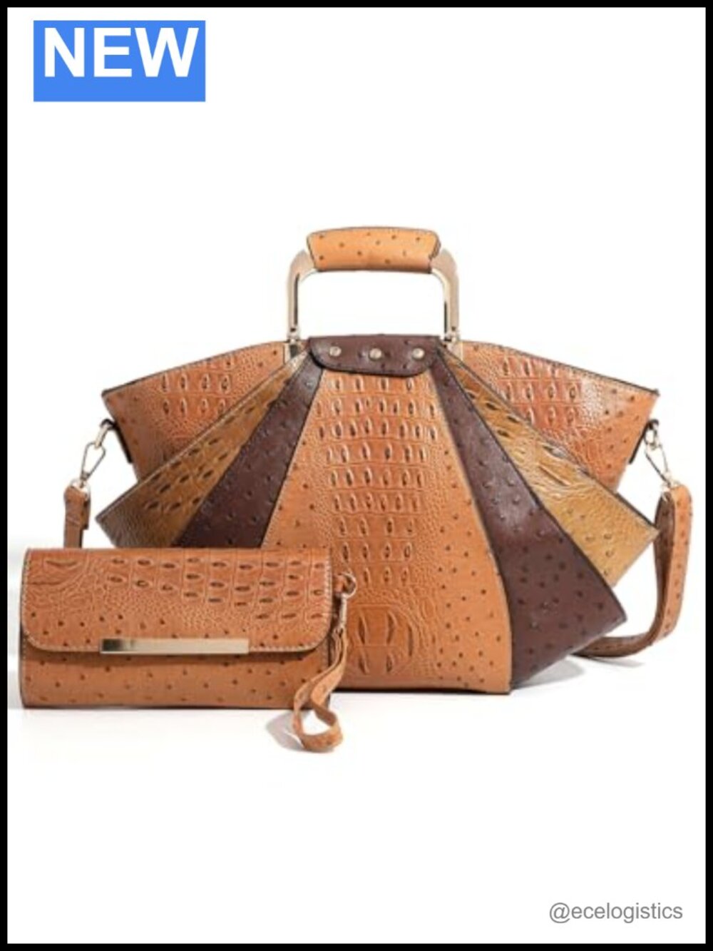 Crocodile-Textured Tote Bag Set with Matching Wallet